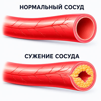 Сужение сосудов - ухудшение питания мозга - повышение давления