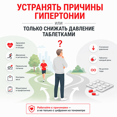 Устранение причин гипертонии, а не лечение симптомов!
